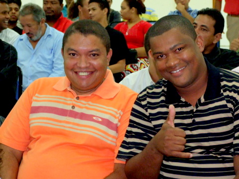 Joilson Caldeira, &aacute;rbittro de futebol e Luciano Santos, do Site EunoEsporte.com 