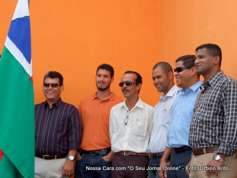 Da esq/direita Wendell, (chefe de gabinete), os vereadores Thiago Mota, Rael, Sardinha e o prefeito Rielson Lima 