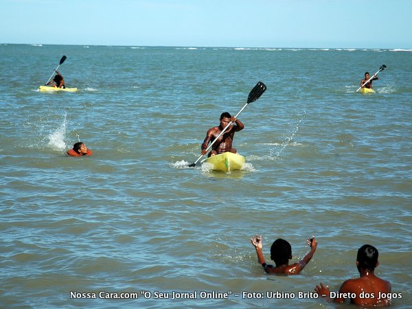 Momento da chegada de uma das provas de Canoagem