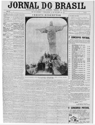 Uma foto da inaugura&ccedil;&atilde;o da est&aacute;tua do Cristo Redentor, no morro do Corcovado, estampava a capa do dia 13 de outubro de 1931, com o chefe de governo, Get&uacute;lio Vargas