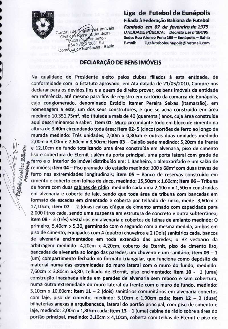 Declara&ccedil;&atilde;o de bens im&oacute;veis devidamente registrada em cart&oacute;rio (a pr&oacute;xima imagem &eacute; a continua&ccedil;&atilde;o deste documento)
