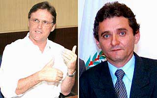 Prefeitos D&aacute;rio Berger (PMDB) e Ronaldo Mota Dias (PR), que est&atilde;o em seu 3&ordm; mandato consecutivo. Foto: Divulga&ccedil;&atilde;o