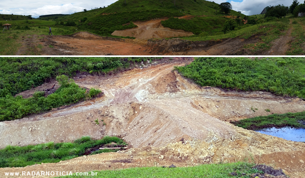 Represamento do rio que abastece v�rias propriedades vizinhas