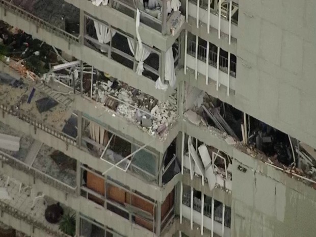 Explos�o afetou pelo menos nove apartamentos em S�o Conrado (Foto: Reprodu��o/TV Globo)