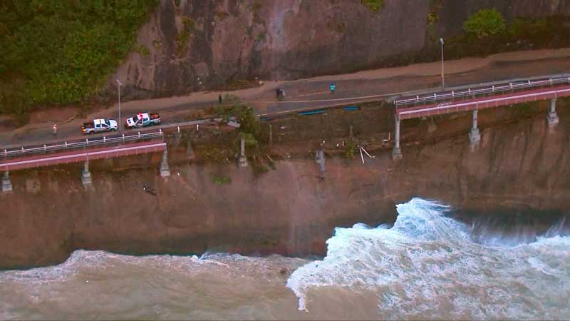 Ciclovia Tim Maia foi atingida por deslizamento de terra - Foto: Reprodução/TV Globo
